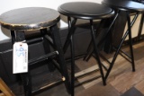 Times 3 - Black bar stools - 2 are folding metal framed, 1 is wood