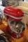 Kitchen Aid 5 quart red mixer with stainless bowl, hook, paddle, & whip