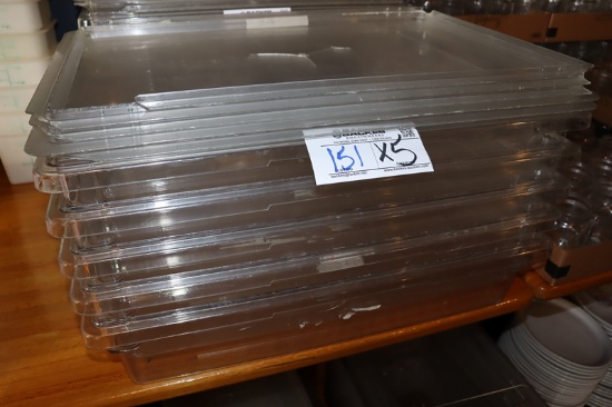Times 5 - Newer 18" x 26" x 6" food storage containers with cracked/broken
