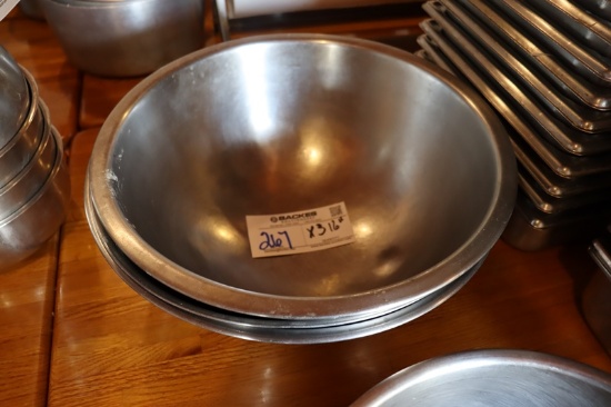 Times 3 - 16" stainless mixing bowls