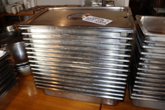 Times 15 - 12" x 20" x 4" stainless inset pans with 3 lids