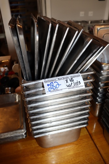 Times 10 - 1/2 x 6" stainless inset pans with lids