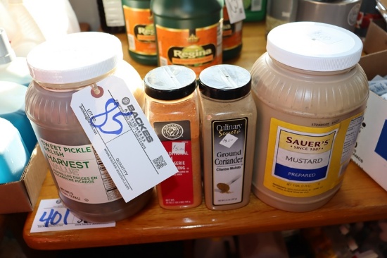 All to go - Rotisserie seasoning, coriander seasoning, mustard, & pickles
