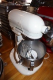 Kitchen Aid 5 quart white mixer with stainless bowl, hook, paddle, & whip