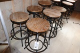 Times 6 - Metal & wood top adjustable swivel bar stools