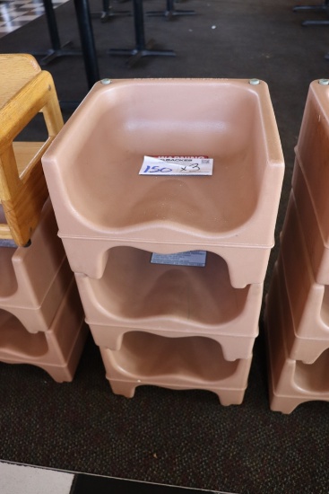 Times 3 - booster seats - 1 is oak and 2 are poly