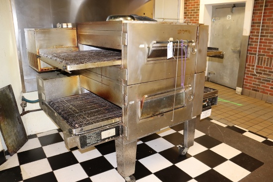 Stack of Lincoln Impinger model 1600-000-A gas conveyor pizza ovens - porta