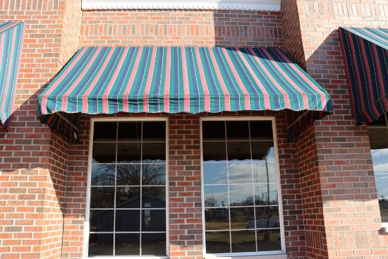 4' x 12' long aluminum framed awning - as is material on awning - buyer to