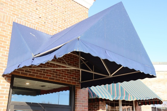 8' x 92" aluminum framed entrance awning - as is material on awning - buyer