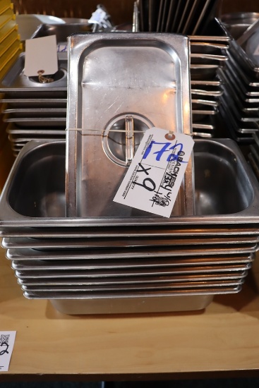Times 9 - 1/3 x 4 stainless insets with 2 lids