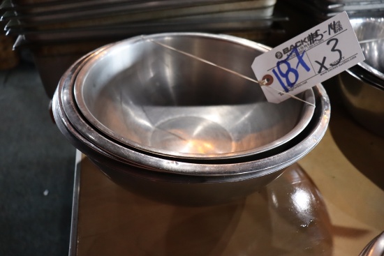 Times 3 - stainless mixing bowls - 12 and 14"