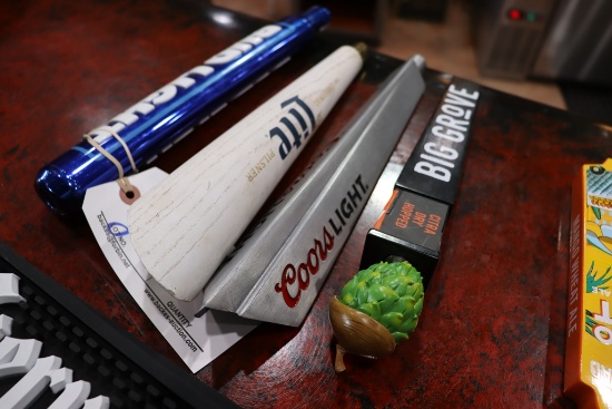 Times 4 - tap handles - Coors Light, Miller Lite, Big Grove