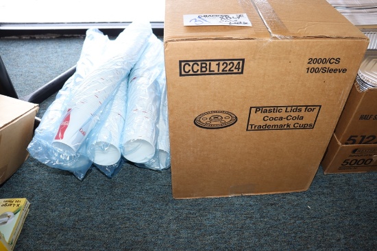 All to go - 8 sleeves of Coca Cola paper cups with case of lids