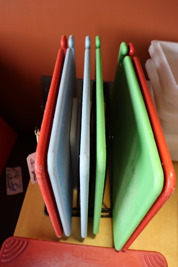Set of 6 cutting boards with rack