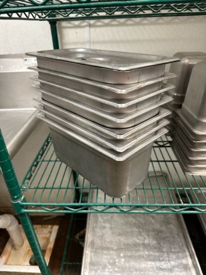 Times 7 - 1/3 x 6" stainless inset pans with 1 lid