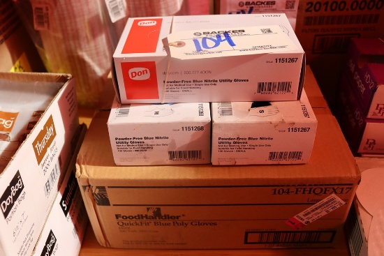 New case of Food Handler blue poly gloves