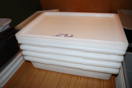 Times 4 - 18 x 26 x 6 white food storage containers with white lids (lids m