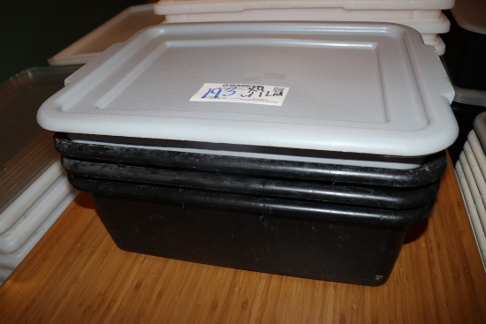 Times 4 - bussing boxes - 1) gray - 3) black with 1 lid