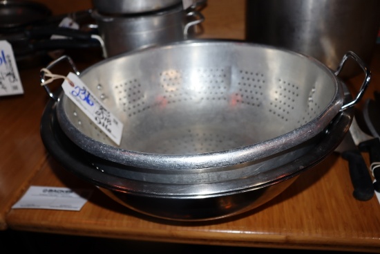 Times 3 - mixing bowls and colander - 2) 18" bowls