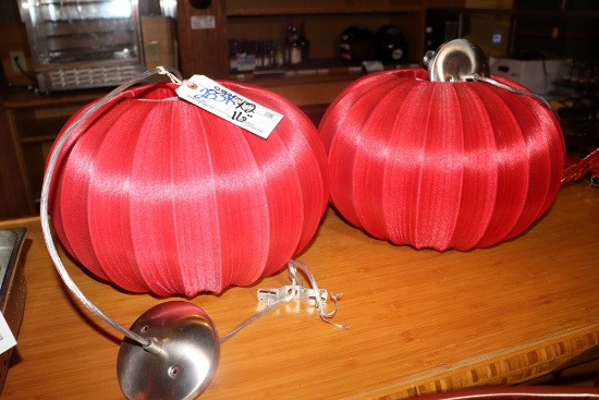 Times 2 - Fabric 16" round heavy duty and high dollar hanging light fixture