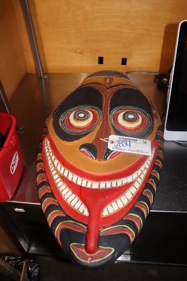 34" long wooden wall mask hanging - OA828 - Leroy Schwartz