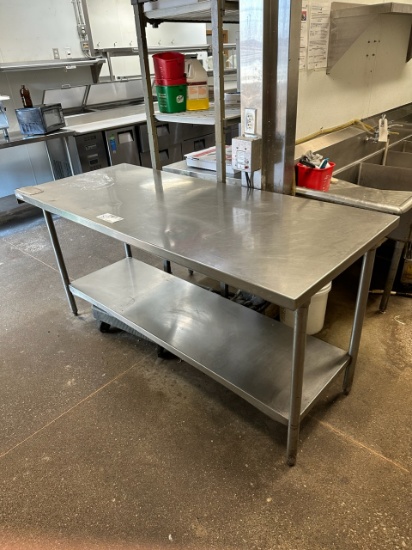 30" x 72" stainless table with galvanized under shelf