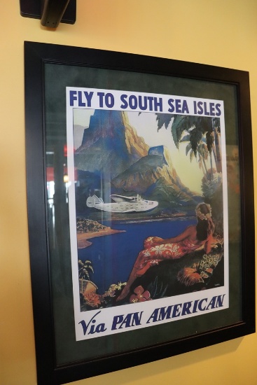 Fly to South Sea Isles - via Pan American - framed wall print - 26.5" x 35"