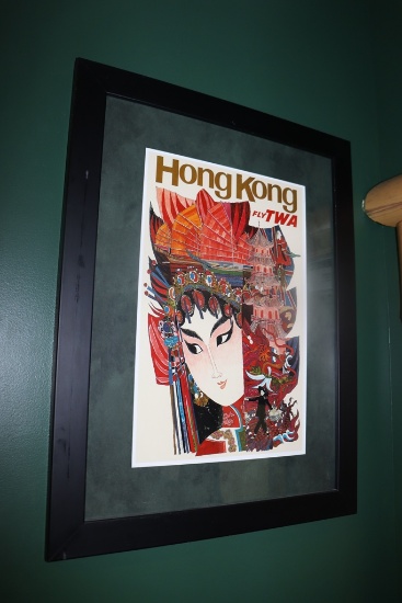 Hong Kong - fly TWA - framed wall print - 18.5" x 24"