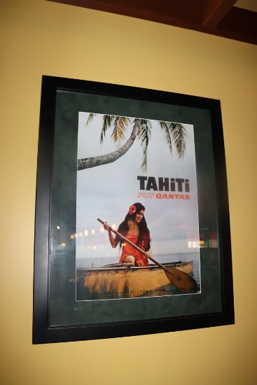 Tahiti - Fly Qantas - framed wall print - 25" x 31"