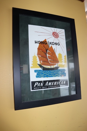 Hong Kong - Pan American - World's Most Experienced Airline - framed wall p