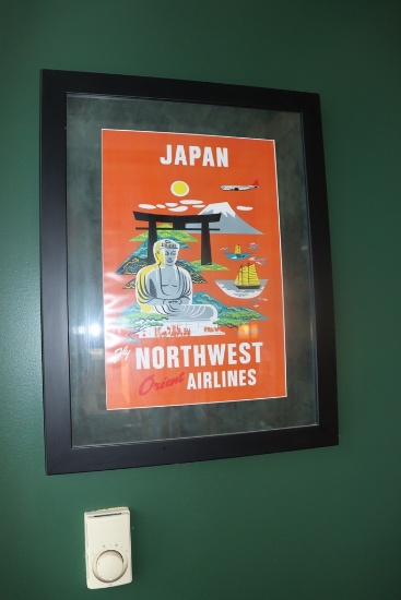 Japan - Fly Northwest Orient Airlines - framed wall print - 20" x 26"