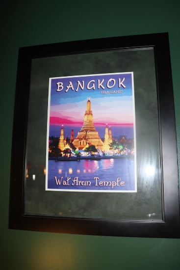 Bangkok Thailand - Wat Arun Temple -framed wall print - 19" x 24"