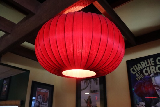 Times 4 - Fabric custom ordered red globe light - buyer to take down - expe