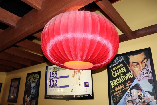 Times 4 - Fabric custom ordered red globe light - buyer to take down - expe