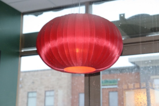 Fabric custom ordered red globe light - buyer to take down - expensive when