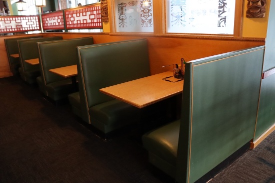 Times 4 - Heavy duty green vinyl padded backs and seat 4 passenger booth op