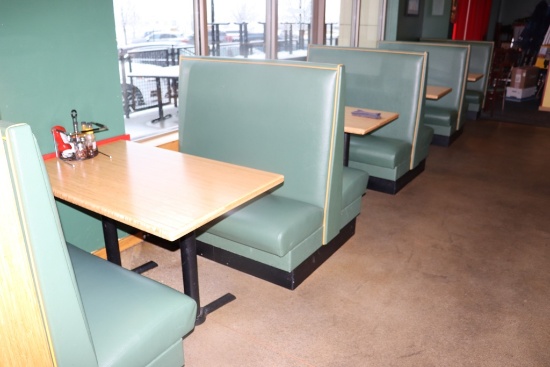 Times 4 - Heavy duty green vinyl padded backs and seat 4 passenger booth op