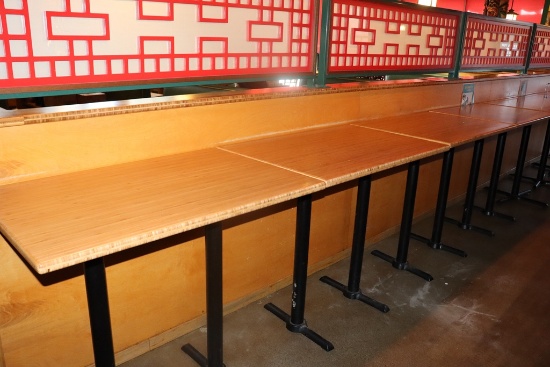 Times 4 - 30" x 46" heavy duty custom ordered Bamboo stand up bar tables
