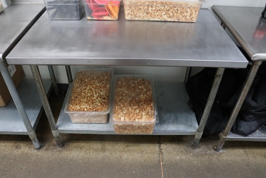 30" x 48" stainless table with galvanized under shelf