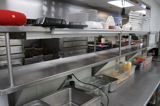 20" x 14' stainless double pass through heated plate rail - 2 Hatco heaters