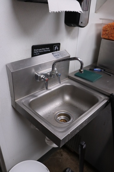 Advance 17" stainless wall mount hand sink with paper and soap dispensers