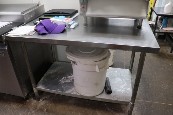 30" x 48" stainless table with galvanized under shelf