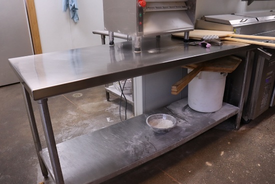 30" x 72" stainless table with galvanized under shelf