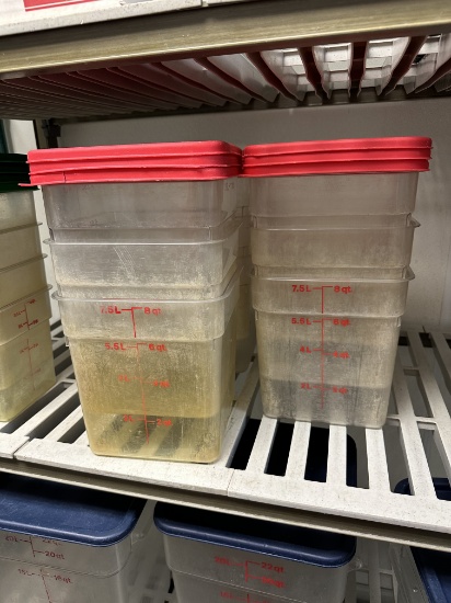 Times 9 - 8 quart food storage containers with lids - stained