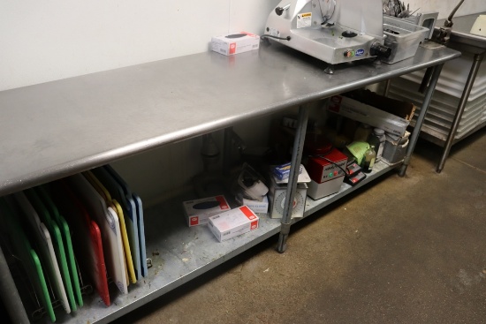 24" x 8' stainless table with galvanized under shelf