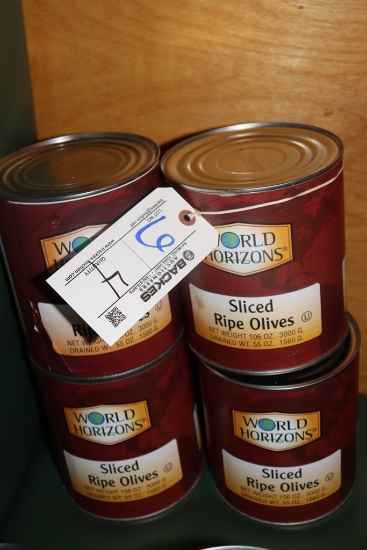 Times 4 - cans of World Horizons Sliced Ripe Olives