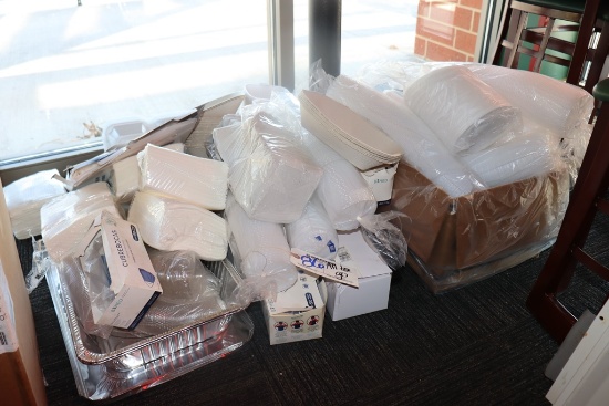 All to go - under table - plate - napkins - containers