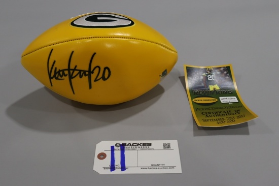 Kevin King Autographed Green Bay Packers full size football.  Kevin King pl