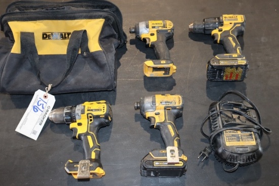 DeWalt 2) 20 volt drills & impact guns w/ 2 batteries