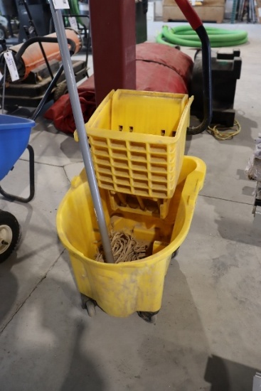 Yellow mop bucket